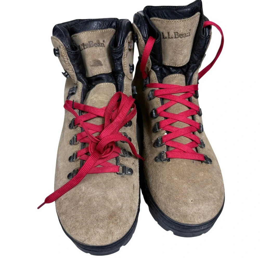 L.L. Bean Cresta Hiking Boots Mens 8 Tan Suede Gore-Tex Vibram Made in Italy